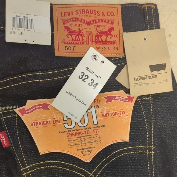 Levi's Men's 501 Raw Selvedge Jeans - Indigo
